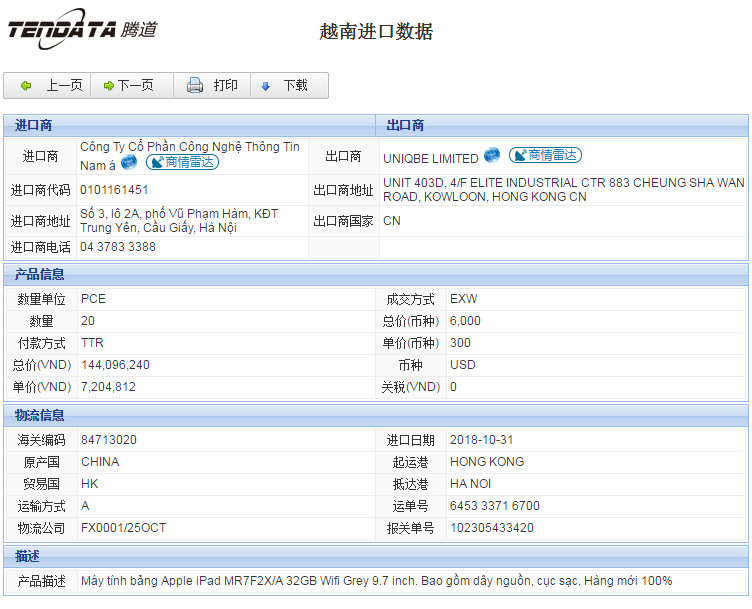 海关数据,进出口数据,进口数据,kdpay钱包官网,贸易,越南